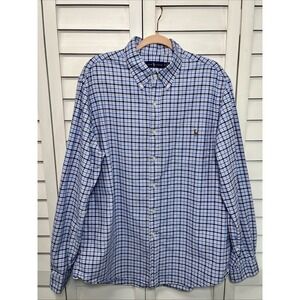 Ralph Lauren Plaid Long Sleeve Cotton Pony Logo Button Down Shirt Men's Size XL